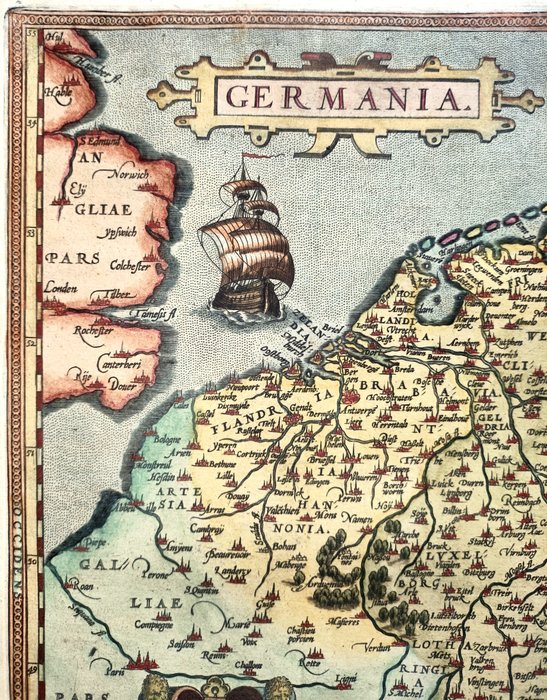 Europa - Kort / Tyskland / Holland / Belgien / Polen / Ungarn / Danmark / Østrig / Tjekkiet / Slovakiet /; Abraham Ortelius - Germania or Germany - 1561-1580