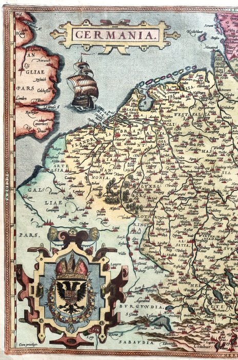 Europa - Kort / Tyskland / Holland / Belgien / Polen / Ungarn / Danmark / Østrig / Tjekkiet / Slovakiet /; Abraham Ortelius - Germania or Germany - 1561-1580