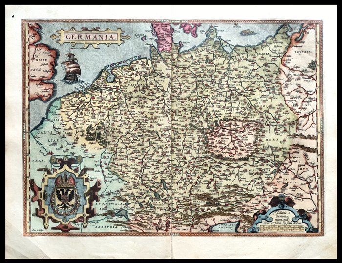 Europa - Kort / Tyskland / Holland / Belgien / Polen / Ungarn / Danmark / Østrig / Tjekkiet / Slovakiet /; Abraham Ortelius - Germania or Germany - 1561-1580