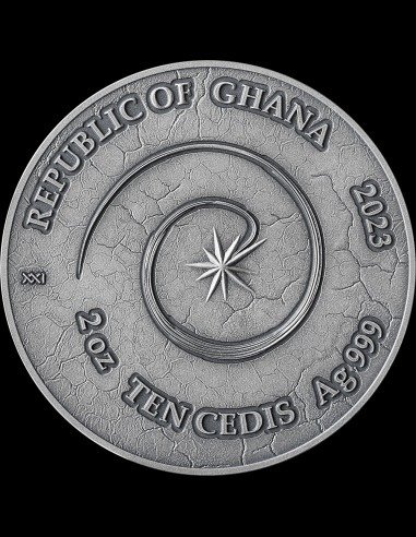 Ghana. 10 Cedis 2023 Phoenix -  Highrelief, 2 Oz (.999)