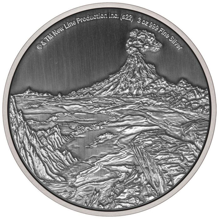 Niue. 10 Dollars 2022 Herr der Ringe - Mount Doom - Antik Finish, 3 Oz (.999)