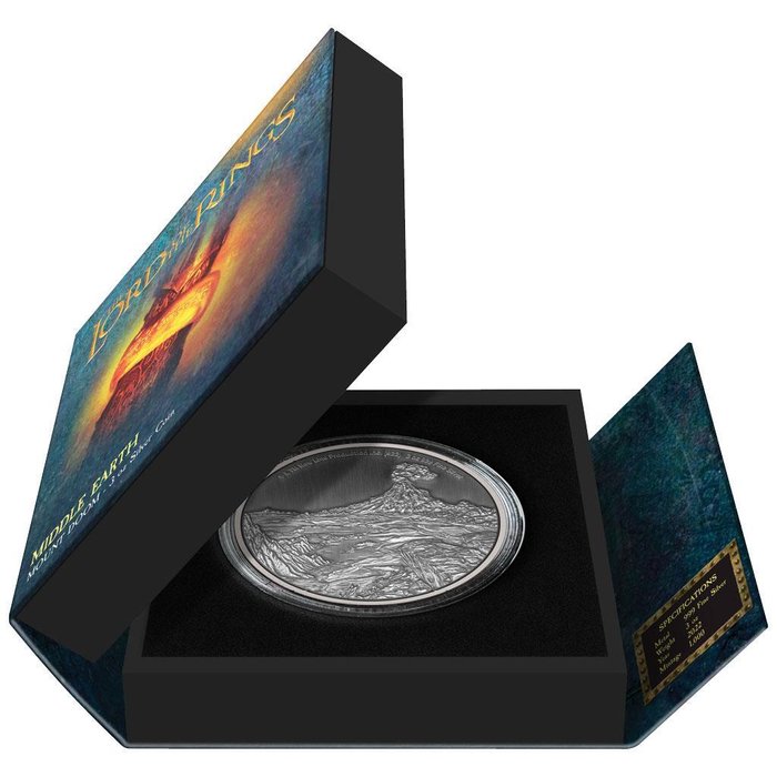 Niue. 10 Dollars 2022 Herr der Ringe - Mount Doom - Antik Finish, 3 Oz (.999)