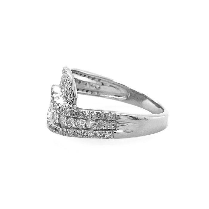 Ring - 14 karat Hvidguld -  085ct tw Diamant (Natur)