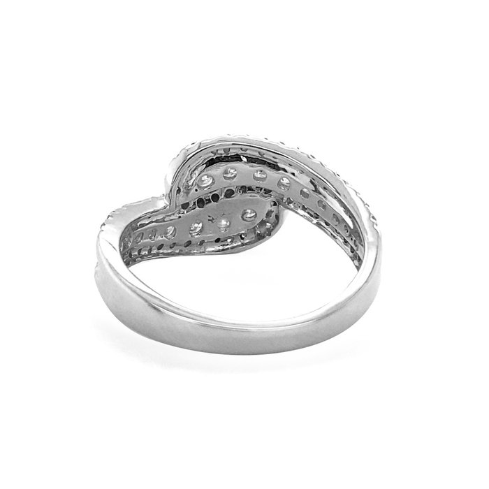 Ring - 14 karat Hvidguld -  085ct tw Diamant (Natur)