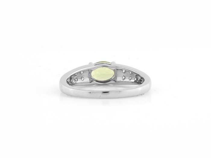 Ring - 18 kraat Hvidguld -  1.01ct. tw. Peridot - Diamant