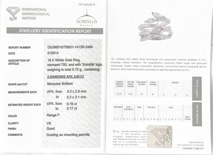 Ring - 18 kraat Hvidguld -  0.50ct. tw. Diamant (Natur)