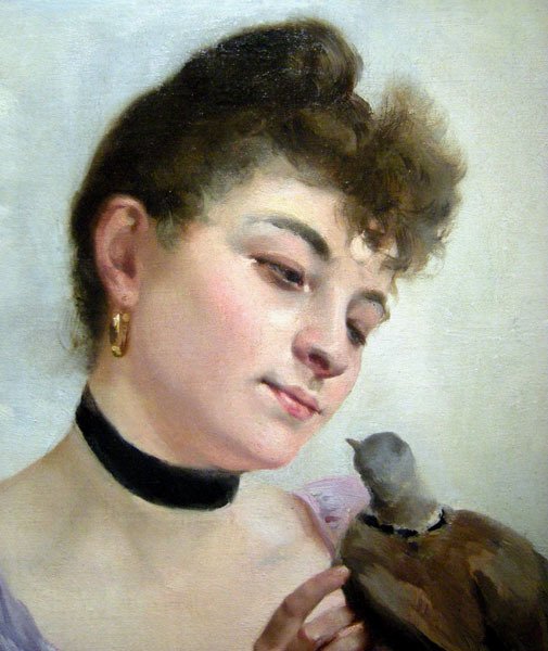 Alexandre Bertin (1854-1934) - Beauty with pigeon