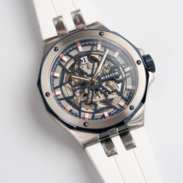 Edox - Delfin Mecano Collection White - 85303-357BUCAB-BUIRB - Mænd - HELT NY