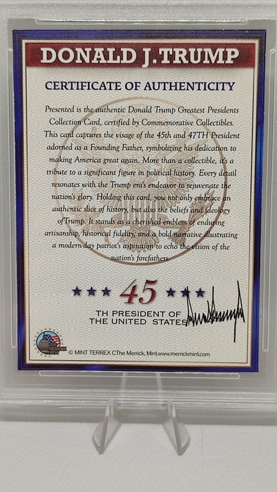 Donald J. Trump Collectible Card Graded card - 45th  47th President of the United States - WCG 10