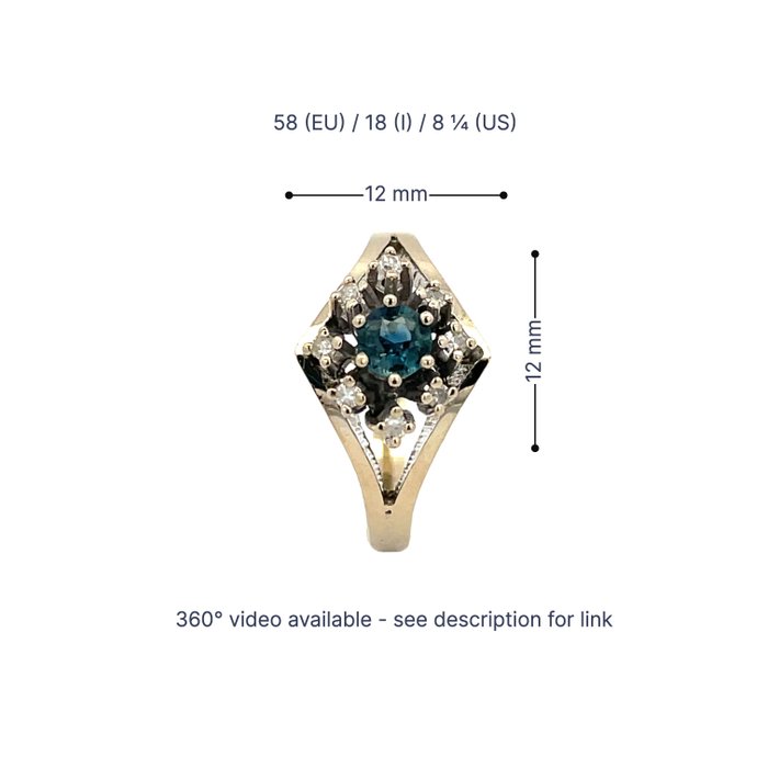 Ring - 14 karat Hvidguld -  032ct tw Topas - Safir