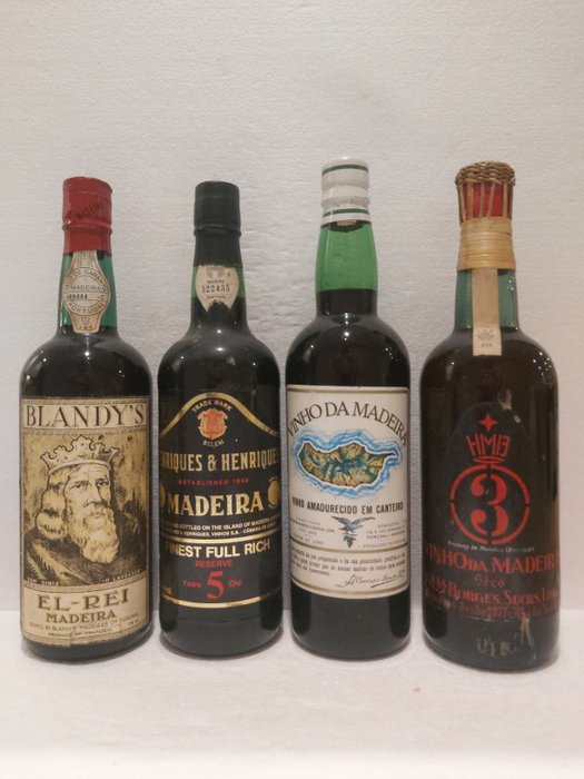 Madeira: Henriques  Henriques, Blandy's, Borges  Artur de Barros e Sousa - Madeira - 4 Flasker (0,75 L)