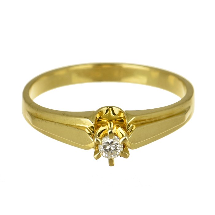 Ring - 18 kraat Gulguld Diamant (Natur)