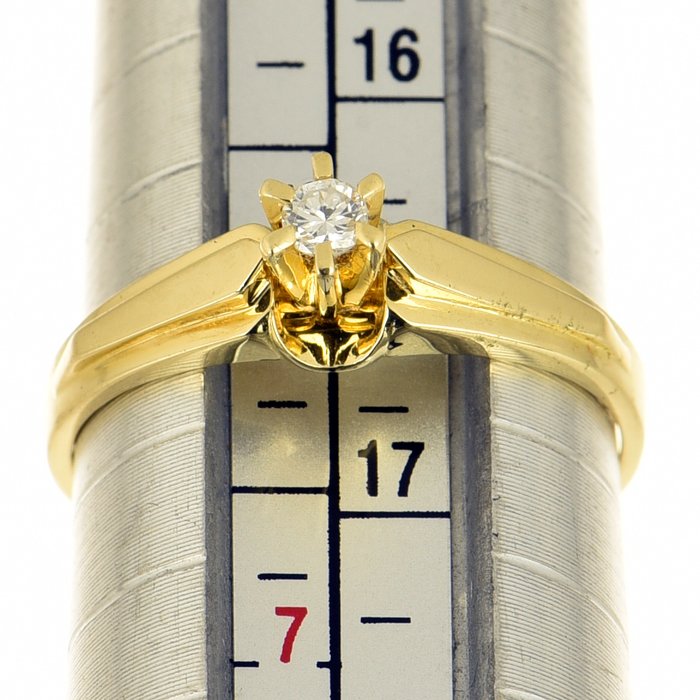 Ring - 18 kraat Gulguld Diamant (Natur)