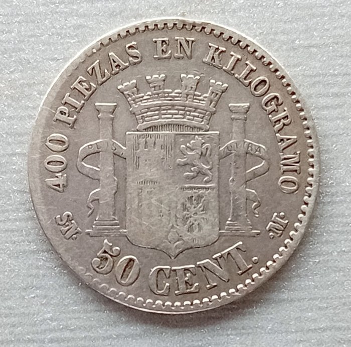 Spanien. Gobierno Provisional. 5, 2  1 Peseta + 50, 10  5 Céntimos 1869 y 1870 (9 monedas)  (Ingen mindstepris)