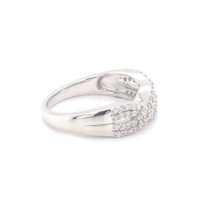 Ring - 14 karat Hvidguld -  047ct tw Diamant (Natur)