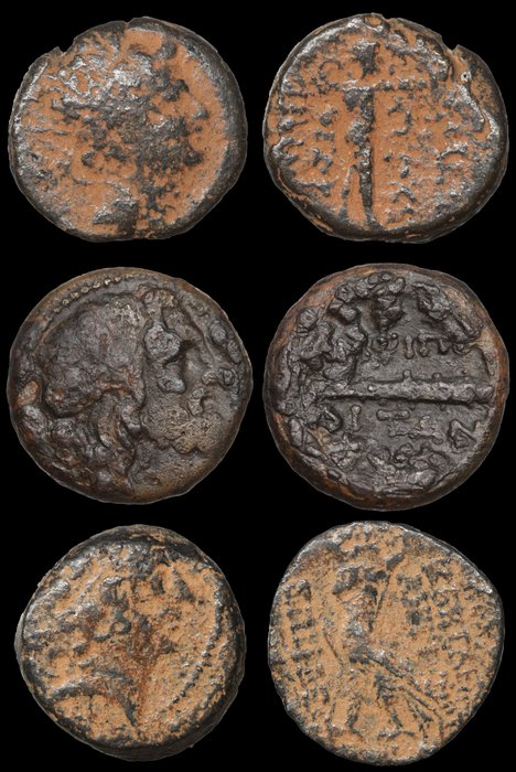 Grækenland (gamle) Lot of 3 Æ coins incl: Macedon Antiochos VIII Antiochos IV  (Ingen mindstepris)