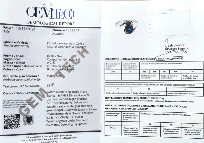 Ingen mindstepris - Ring - 18 kraat Hvidguld -  2.60ct. tw. Safir - Diamant