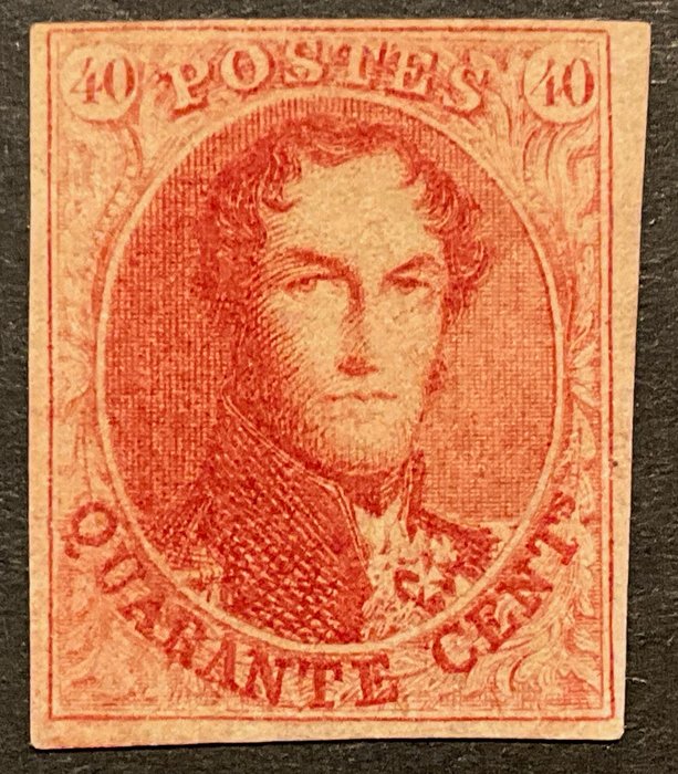 Belgien 1861 - Leopold I Medallion - 40c Vermilion - Klar nuance - Brede marginer - POSTFRIS - OBP 12 - met certificaat SOETEMAN