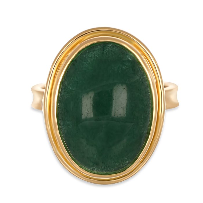 Ring - 18 kraat Gulguld -  10.00ct. tw. Jade