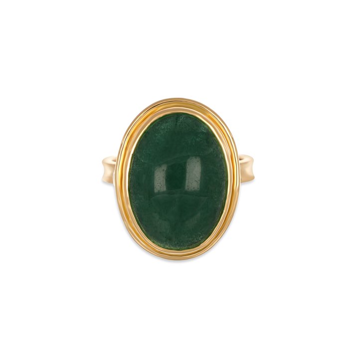 Ring - 18 kraat Gulguld -  10.00ct. tw. Jade