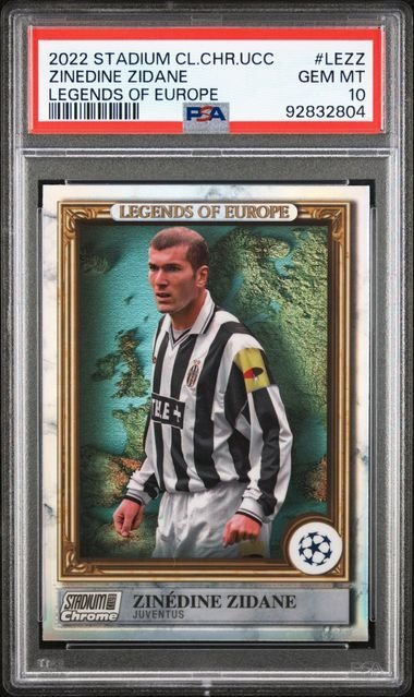 2022/23 Topps Stadium Club Chrome UCL Zinedine Zidane #LEZZ Legends of Europe PSA 10 Graded card