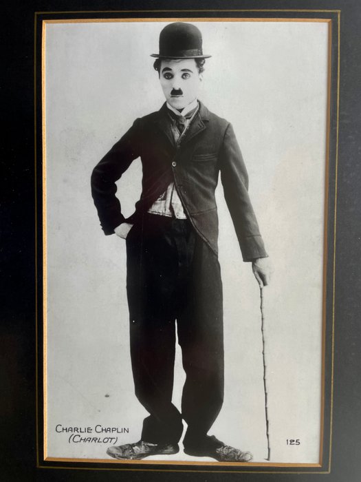 Charlie Chaplin - Black and White Photographic Print with Signed Paper Insert - 1970