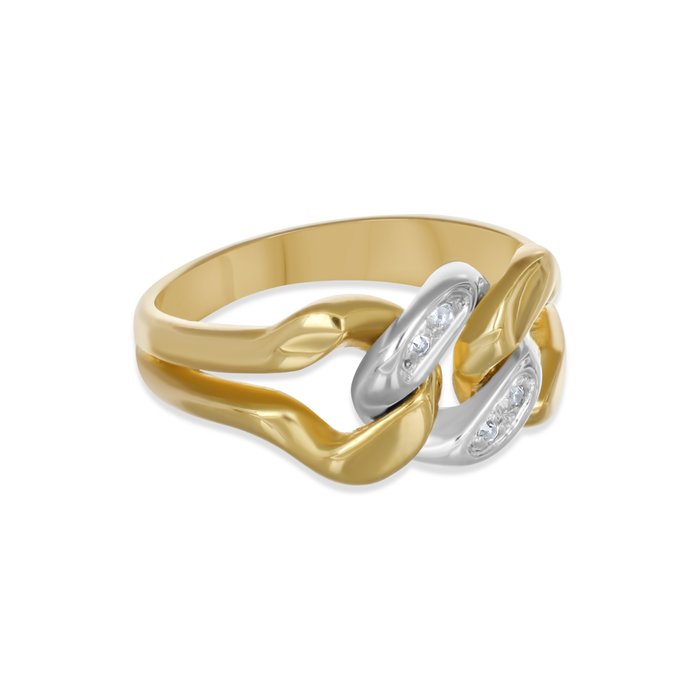 Ring - 18 kraat Gulguld, Hvidguld -  0.02ct. tw. Diamant (Natur)