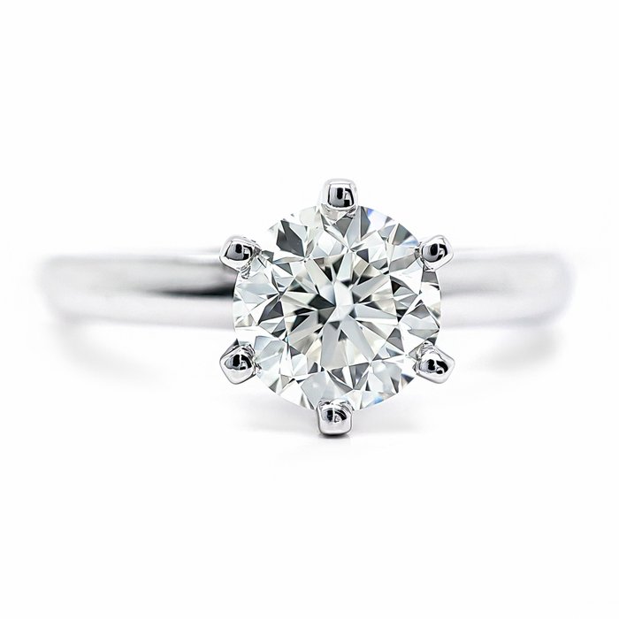 Ring - 14 karat Hvidguld -  0.92ct. tw. Diamant (Natur) - H/VVS1