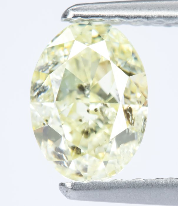 Ingen mindstepris - 1 pcs Diamant  (Naturfarvet)  - 0.88 ct - Oval - Fancy light Gul - I1 - Gem Report Antwerp (GRA)