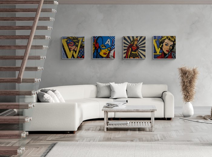 I_KONIQ (1969) - SUPER VUITTON HEROINES (SET OF 4 CANVAS) in ROY LICHTENSTEIN STYLE