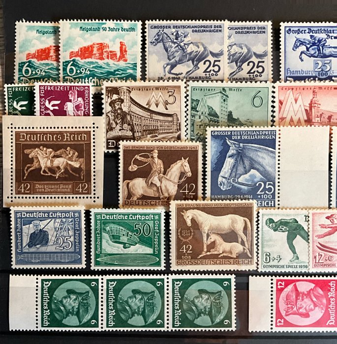 Tyske Kejserrige 1936/1944 - MNH ** Parti med nogle gode stempler på 2 lagerkort