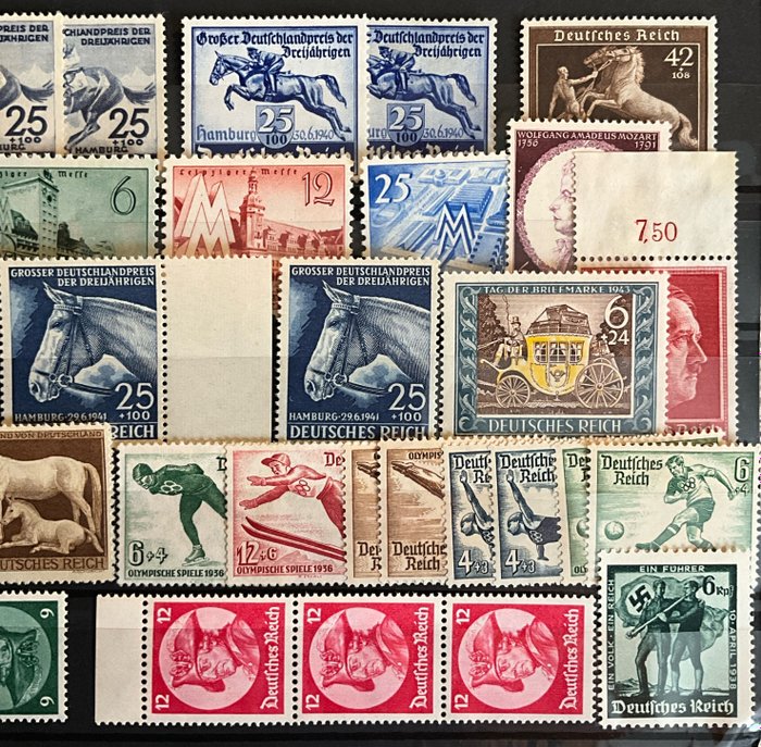 Tyske Kejserrige 1936/1944 - MNH ** Parti med nogle gode stempler på 2 lagerkort