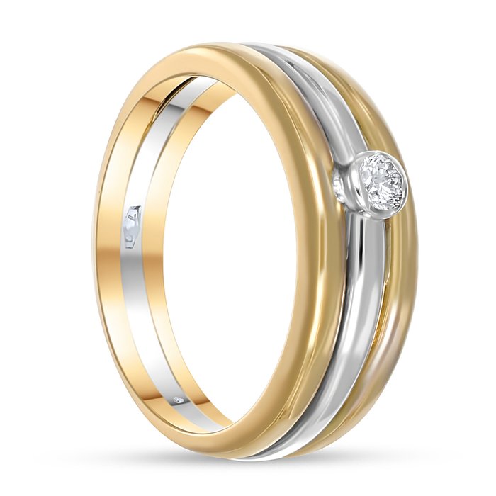 Ring - 18 kraat Gulguld, Hvidguld -  0.12ct. tw. Diamant (Natur)