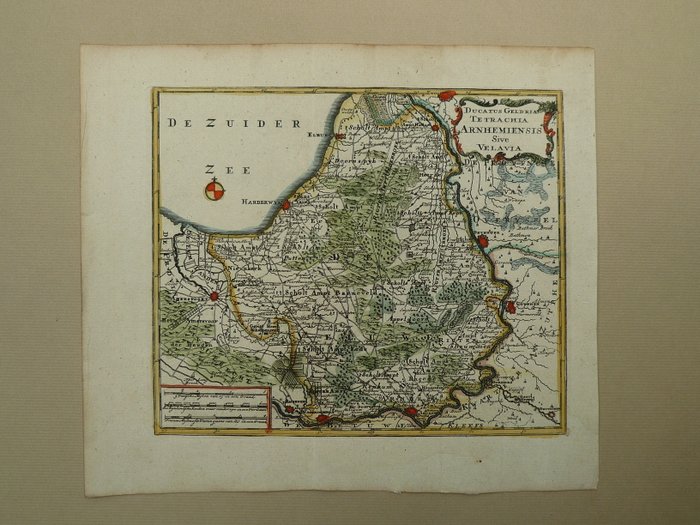 Holland - Gelderland, Veluwe, Amersfoort, Zutphen; Hendrik de Leth - Ducatus Geldria Tetrachia Arnhemiensis Sive Velavia - 1740