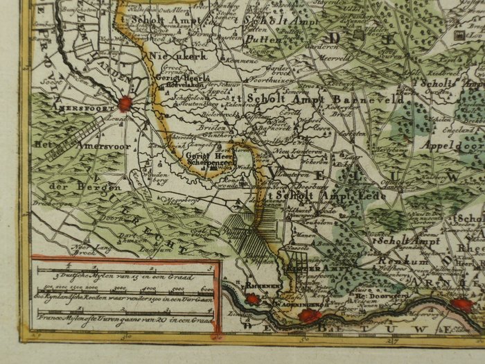 Holland - Gelderland, Veluwe, Amersfoort, Zutphen; Hendrik de Leth - Ducatus Geldria Tetrachia Arnhemiensis Sive Velavia - 1740