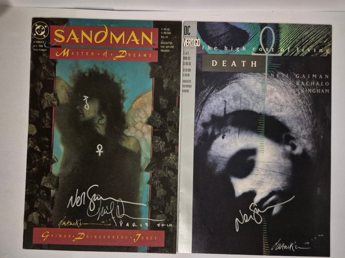 Sandman #8 + Death: the High Cost of Living #1 - Signed by Neil Gaiman, Mike Dringenberg, Dave McKean, Todd Klein - 2 Signed comic - Første udgave - 1989/1993