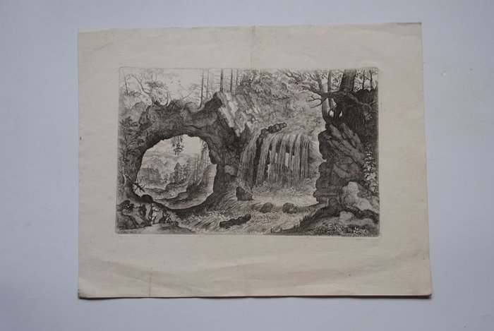 Isaak Major (c.1576-1630) - Two draughtsmen drawing a waterfall next to a natural arch;