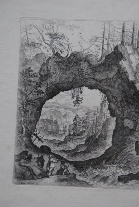 Isaak Major (c.1576-1630) - Two draughtsmen drawing a waterfall next to a natural arch;