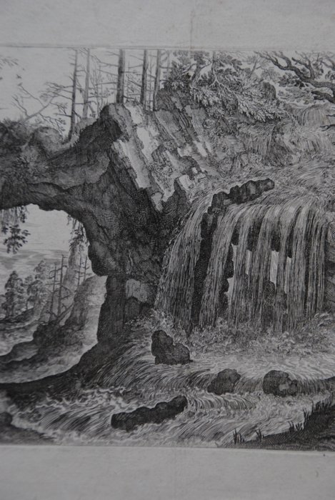 Isaak Major (c.1576-1630) - Two draughtsmen drawing a waterfall next to a natural arch;