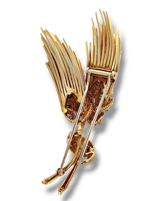 Tiffany  Co. - Broche - 18 kraat Gulguld, TIFFANY  CO 18K guld nålebroche med diamanter -  0.45ct. tw. Diamant (Natur)