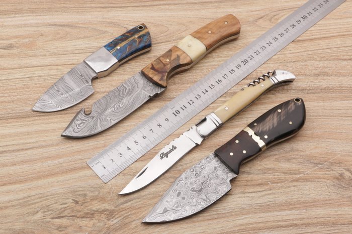 Køkkenkniv -  Håndværk af kunstner K Romain Knives Ideel til specifikke køkkenformål En prestigefyldt kollektion - Læder smedet stål Burl Wood Bone - Frankrig