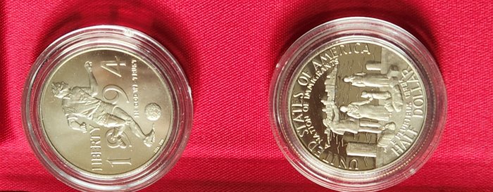 Canada, Förenta staterna. A Lot consisting of 2x USA Commemorative Half Dollars, together with a Canadian 1976 Double Dollar 1976-2000  (Ingen mindstepris)