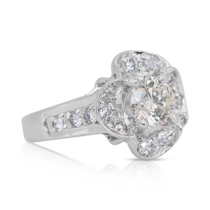 Ring - 18 kraat Hvidguld -  1.45ct. tw. Gul Diamant (Naturfarvet) - Diamant