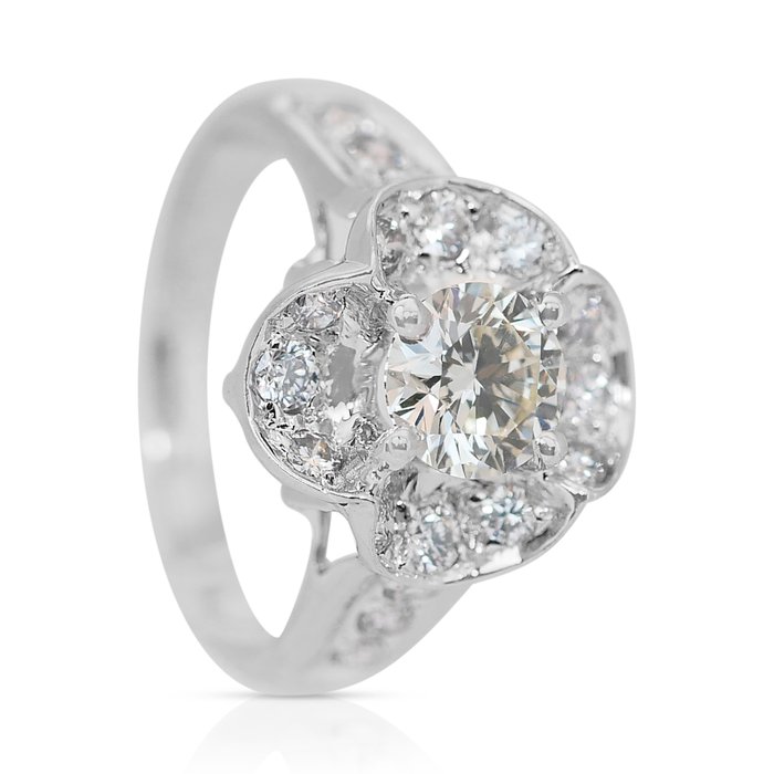 Ring - 18 kraat Hvidguld -  1.45ct. tw. Gul Diamant (Naturfarvet) - Diamant