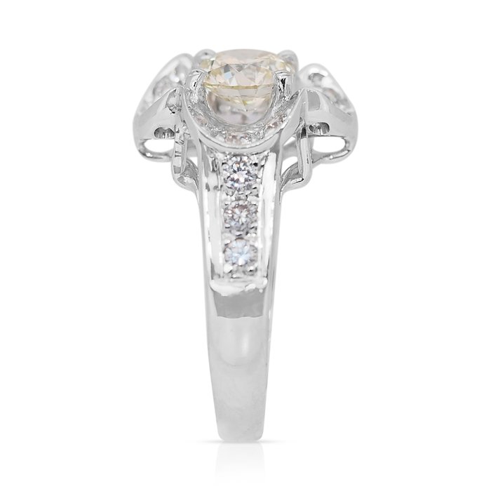 Ring - 18 kraat Hvidguld -  1.45ct. tw. Gul Diamant (Naturfarvet) - Diamant