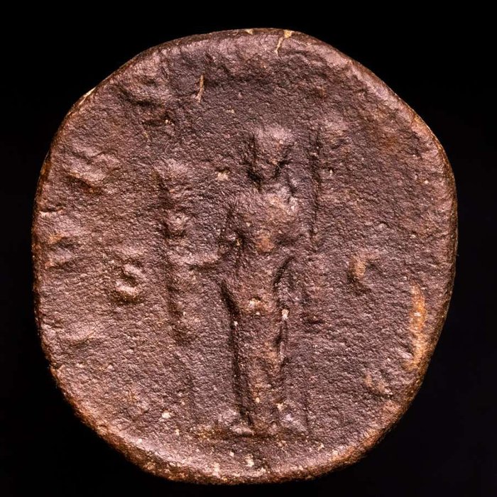 Romarriket Maximinus Thrax (AD 235-238) Sestertius 235-238 AD - FIDES MILITVM Fides standing left holding signum in each hand  (Ingen mindstepris)