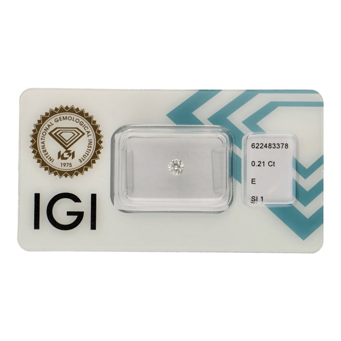 Ingen mindstepris - 1 pcs Diamant  (Natur)  - 0.21 ct - E - SI1 - International Gemological Institute (IGI)