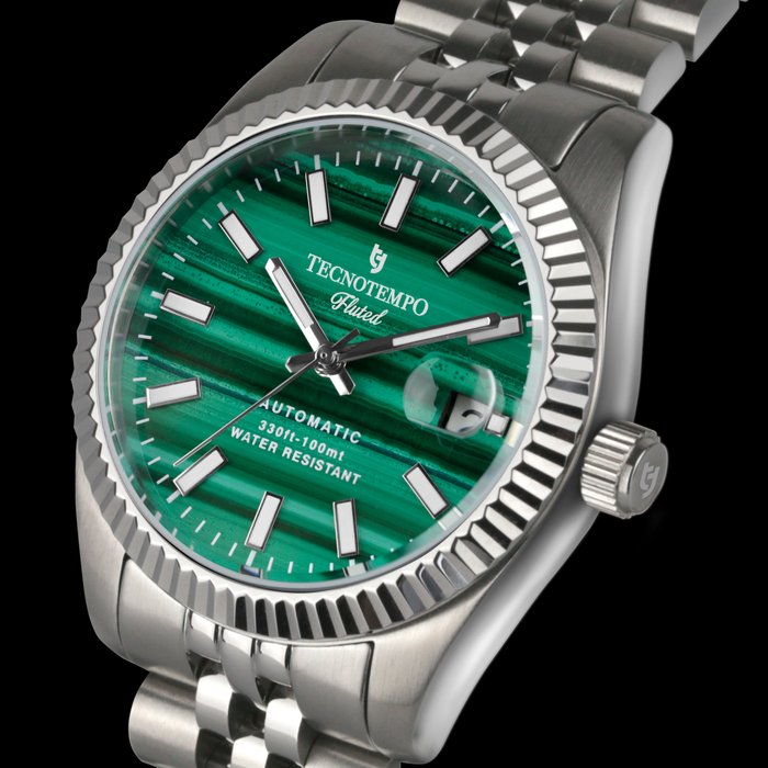 Tecnotempo - Automatic 100M Malachite - "Fluted" Limited Edition - - - TT100FLMC (Real Malachite) - Mænd - 2011-nu