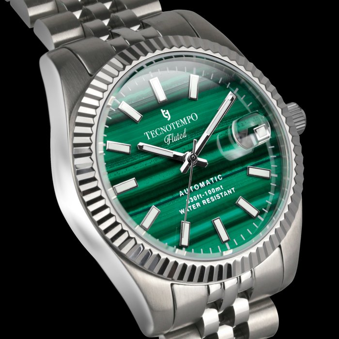 Tecnotempo - Automatic 100M Malachite - "Fluted" Limited Edition - - - TT100FLMC (Real Malachite) - Mænd - 2011-nu