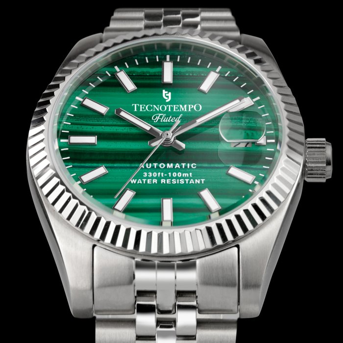 Tecnotempo - Automatic 100M Malachite - "Fluted" Limited Edition - - - TT100FLMC (Real Malachite) - Mænd - 2011-nu